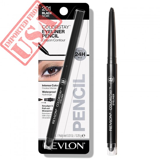 Revlon Pencil Eyeliner, ColorStay Eye Makeup with Built-in Sharpener, Waterproof, Smudge-proof, Longwearing with Ultra-Fine Tip, 201 Black, 0.01 oz