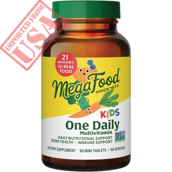 MegaFood Kids One Daily - Kids Vitamins - With Vitamin B, Vitamin C, Vitamin D & Zinc - Bone Health & Immune Support Supplement - Non-GMO, Vegetarian, Made Without 9 Food Allergens - 60 Mini Tabs