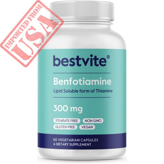 BESTVITE Benfotiamine 300mg (60 Vegetarian Capsules) No Stearates - No Silicon Dioxide - Vegan - Non GMO - Gluten Free