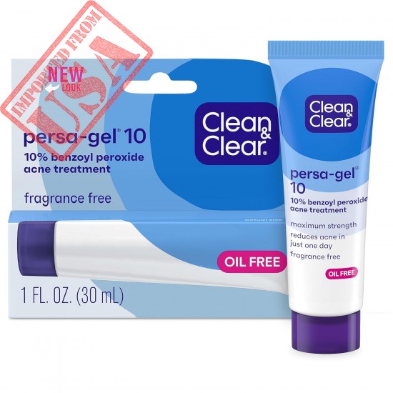 Clean & Clear Persa-Gel 10 Oil-Free Acne Spot Treatment with 10% Benzoyl Peroxide, Topical Pimple Cream & Acne Gel Medication for Face Acne, Fragrance-Free, 1 fl. oz