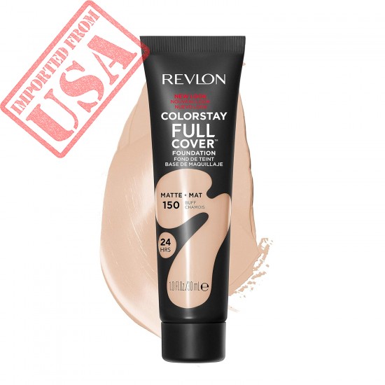 Revlon ColorStay Full Cover Longwear Matte Foundation, Heat & Sweat Resistant Lightweight Face Makeup, Buff (150), 1.0 oz