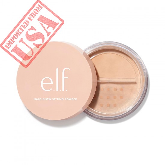 e.l.f., Halo Glow Setting Powder, Silky, Weightless, Blurring, Smooths, Minimizes Pores and Fine Lines, Creates Soft Focus Effect, Medium, Semi-Matte Finish, 0.24 Oz