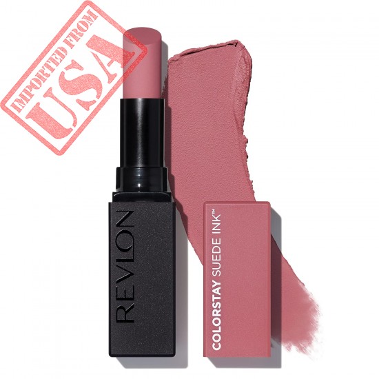 REVLON Lipstick, ColorStay Suede Ink, Built-in Primer, Infused with Vitamin E, Waterproof, Smudge-proof, Matte Color, 008 That Girl, 0.09 oz.