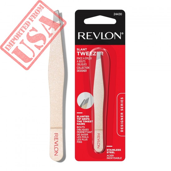 Revlon Designer Series Slant Tweezer, High Precision Tweezer, Made With Long Lasting Stainless Steel, 1 count