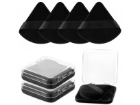 Powder Puff with 2 Travel Cases Triangle Makeup Puff for Loose Powder Body Powder Setting Powder Puff for Face Powder Beauty Makeup Tool(Black)