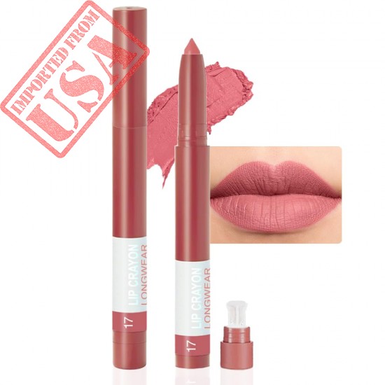 BINGBRUSH Crayon Matte Longwear Lipstick Pack Set,Moisture Smooth Lipliner With Built-in Sharpener Ultimate Lip Crayon for Makeup- Waterproof Velvet Lipgloss Lip Stain (17#Rose Nude)