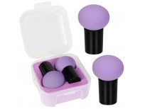 2PCS Round Head Small Mushroom Head Powder Puff Sponge Beauty Makeup Eggs Do Not Eat Powder Dry And Wet Dual-Use Makeup Tools (Purple)