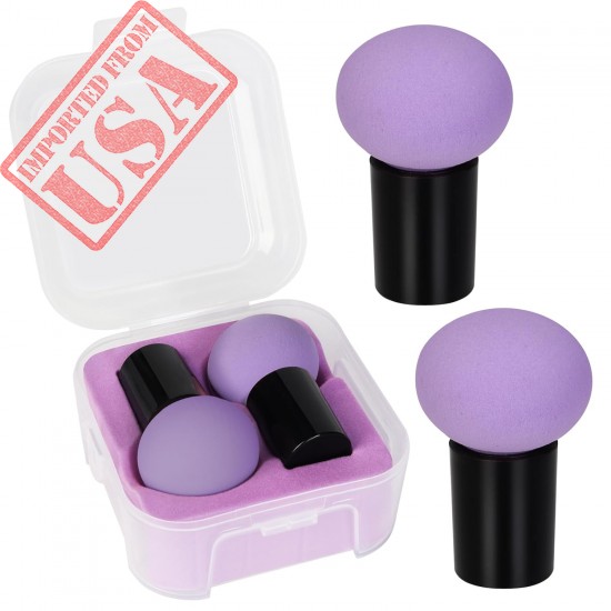 2PCS Round Head Small Mushroom Head Powder Puff Sponge Beauty Makeup Eggs Do Not Eat Powder Dry And Wet Dual-Use Makeup Tools (Purple)