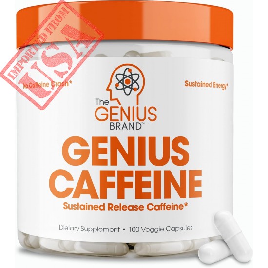 Genius Caffeine Pills 100mg, Extended-Release Microencapsulated Caffeine Pills