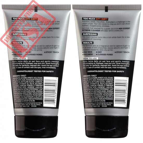 L'Oreal Paris Men Expert Hydra Energetic Daily Facial Cleanser with Charcoal, 2 ct.