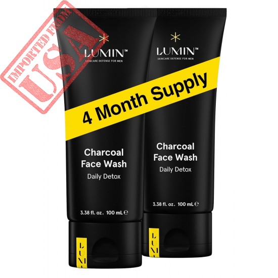 Lumin Men's Charcoal Face Wash, 100ml, 2-Pack - Unclogs Pores, Controls Oil, Prepares Skin for Shaving, Contains Charcoal, Rose Flower Oil & Centella Asiatica