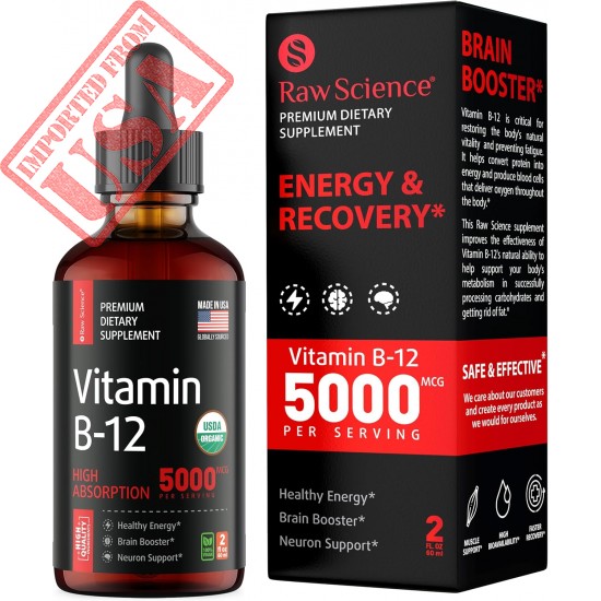 S RAW SCIENCE Vitamin B12 Liquid Drops  Methyl & Methylcobalamin Supplements for Women and Men, Mood & Energy Booster