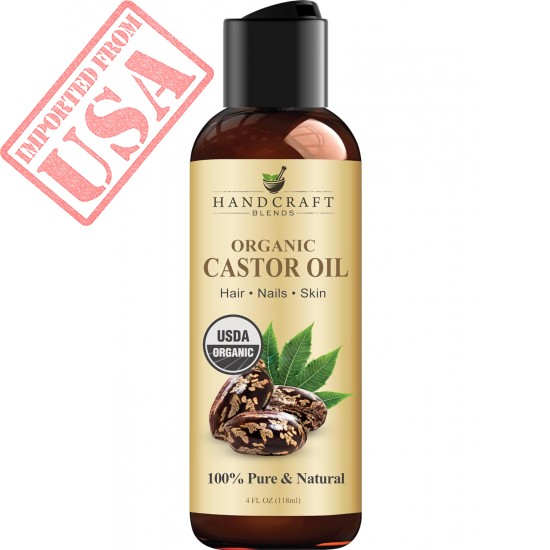 Handcraft Blends Organic Castor Oil - 4 Fl Oz - 100% Pure and Natural - Premium Grade Oil for Hair Growth