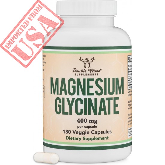 Double Wood Magnesium Glycinate 400mg, 180 Capsules (Vegan Safe, Third Party Tested, Gluten Free, Non-GMO) High Absorption Magnesium by Double Wood Supplements