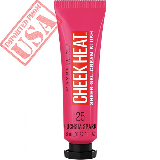 Maybelline Cheek Heat Gel-Cream Blush Makeup, Lightweight, Breathable Feel, Sheer Flush Of Color, Natural-Looking, Dewy Finish, Oil-Free, Fuchsia Spark, 1 Count