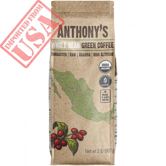 Anthony's Organic Unroasted Whole Green Coffee Beans, 2lbs, Mexican Altura Arabica Beans, Raw, Batch Tested and Gluten Free