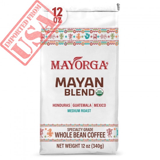 Mayorga Medium Roast Whole Bean Coffee, 12oz bag - Mayan Blend Coffee Roast - Smooth & Flavorful Organic Coffee - Specialty Grade 100% Arabica Coffee Beans - Non-GMO, Direct Trade