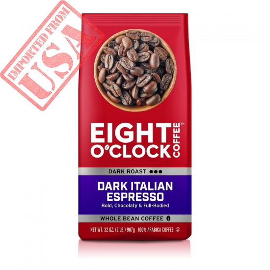 Eight O'Clock Coffee Dark Italian Espresso, 32 Ounce (Pack of 1) Dark Roast Whole Bean 100 % Arabica Coffee, Bold & Chocolaty