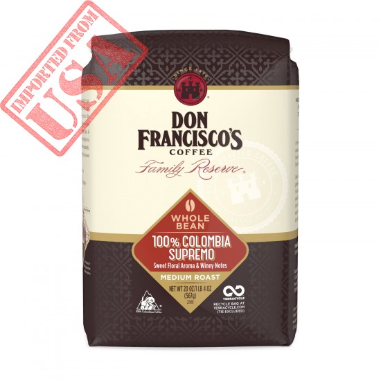 Don Francisco's 100% Colombia Supremo Medium Roast Whole Bean Coffee (20 oz Bag)