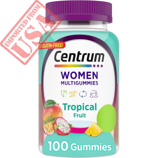 Centrum Women's Multivitamin Gummies, Tropical Fruit Flavors Made from Natural Flavors, 100 Count, 50 Day Supply