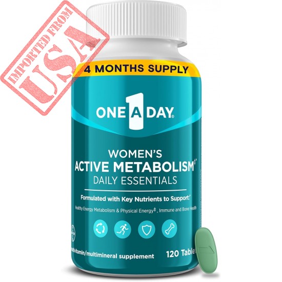 One A Day Women's Active Metabolism Daily Essential, Multivitamin for Women, Metabolism Support, Vitamins for Women with All 8 B-Vitamins, Vitamin D, Magnesium & More,120 Count