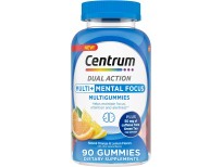 Centrum MultiGummies Multi+ Dual Action Mental Focus Adult Multivitamin with Caffeine from Green Tea, Supports Mental Focus, Attention and Alertness, Lemon/Orange Flavors - 90 Count