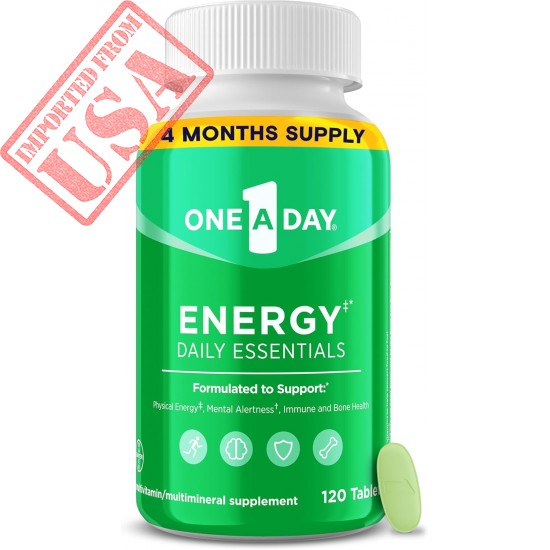 One A Day Energy Daily Essentials Multivitamin, Energy Supplement to Support Physical Energy & Mental Alertness Support with Vitamin B6, Vitamin B12, Caffeine & Folic Acid, 120 Count