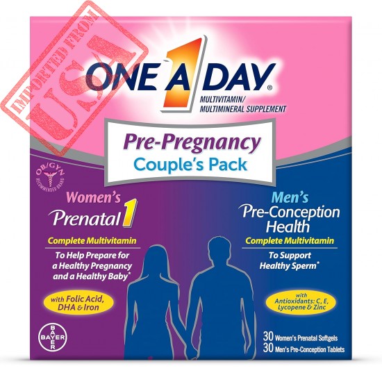 One A Day Men's & Women's Pre-Pregnancy Multivitamin Softgel including Vitamins A, Vitamin C, Vitamin D, B6, B12, Folic Acid & more, 30+30 Count, Supplement for Before, During, and Postnatal