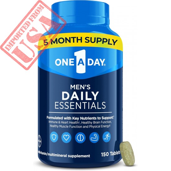 One A Day Men’s Multivitamin Daily Essentials, Multivitamin for Men Tablet, Supports Healthy Muscle Function, Physical Energy, and Immune Health with Vitamin B12, Vitamin C, and Zinc, 150 Count