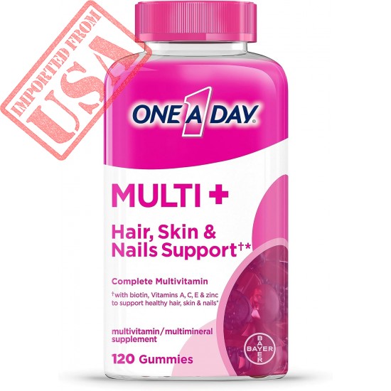 ONE A DAY Multi+ Hair, Skin & Nails, Multivitamin + Boost of Support for Healthy Hair, Skin & Nails with Biotin and Vitamins A, C, E & Zinc ,Gummy 120 Count (2 Month Supply)