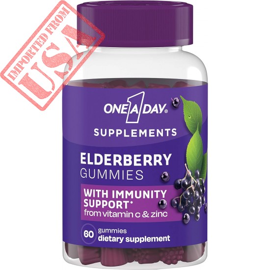 One A Day Elderberry Gummies with Immunity Support from Vitamin C and Zinc, Gluten Free Immune Support Gummies, Elderberry Gummies for Adults, 60 Count