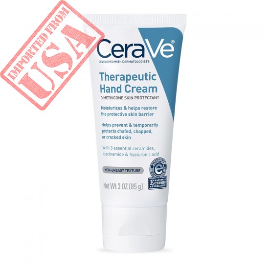 CeraVe Therapeutic Hand Cream for Dry Cracked Hands With Hyaluronic Acid and Niacinamide | Fragrance Free 3 Ounce