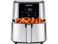 Chefman TurboFry® Touch Air Fryer, XL 8-Qt Family Size, One-Touch Digital Control Presets, French Fries, Chicken, Meat, Fish, Nonstick Dishwasher-Safe Parts, Automatic Shutoff, Stainless Steel