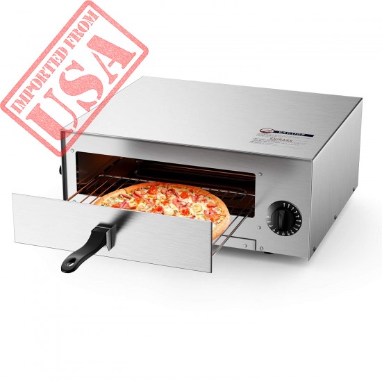 Electric Pizza Oven, Stainless Steel Pizza Baker With Auto Shut-off, Handle, Removable Pizza Tray, Countertop Pizza Maker For Kitchen & Commercial Use