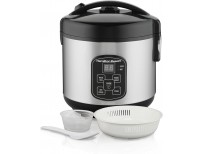 Hamilton Beach Digital Programmable Rice Cooker & Food Steamer, 8 Cups Cooked (4 Uncooked), With Steam & Rinse Basket, Stainless Steel (37518)