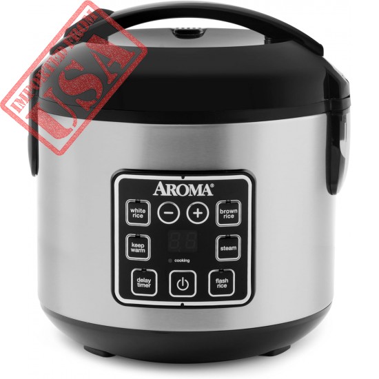 AROMA Digital Rice Cooker, 4-Cup (Uncooked) / 8-Cup (Cooked), Steamer, Grain Cooker, Multicooker, 2 Qt, Stainless Steel Exterior, ARC-914SBD