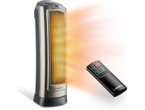 Lasko Oscillating Digital Ceramic Tower Heater for Home with Adjustable Thermostat, Timer and Remote Control, 23 Inches, 1500W, Silver, 755320, 8.5″L x 7.25″W x 23″H, Silver