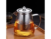 Mini Size Glass Teapot Tea Kettle-with Stainless Steel Removable Infuser for Blooming Tea & Loose Leaf Tea, Microwave & Stovetop Safe, 550ML/19.3oz (S-550)