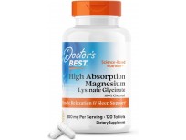 Doctor's Best High Absorption Magnesium Glycinate Lysinate, 100% Chelated, TRACCS, Not Buffered, Non-GMO, Vegan, Gluten & Soy Free, 100 mg, 120 Tablets (Packaging May Vary)