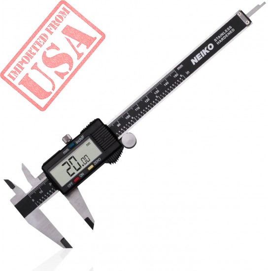 Neiko 01407A Electronic Digital Caliper Stainless Steel Body with Large LCD Screen | 0 - 6 Inches | Inch/Fractions/Millimeter Conversion,Silver/Black