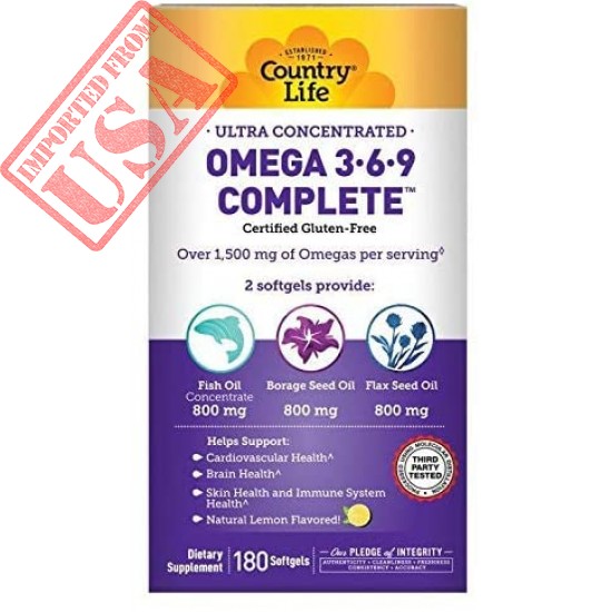 Country Life Ultra Concentrated Omega 3-6-9, 180-Softgels