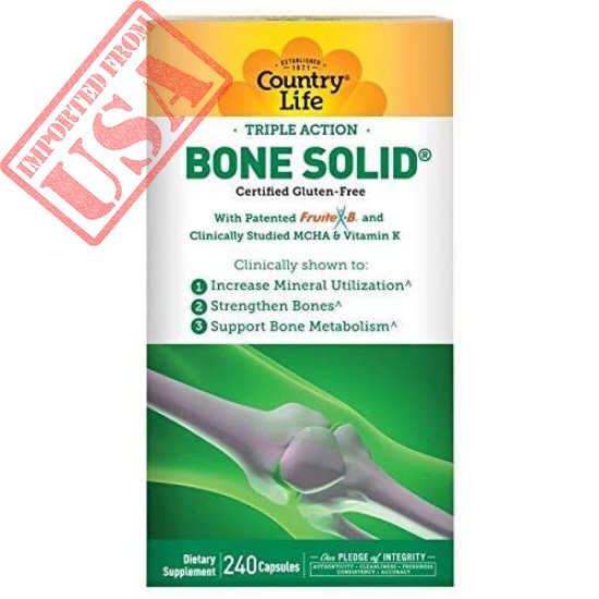 Country Life Triple Action Bone Solid - 240 Capsules - Increase Mineral Utilization - Strengthen Bones - Bone Metabolism