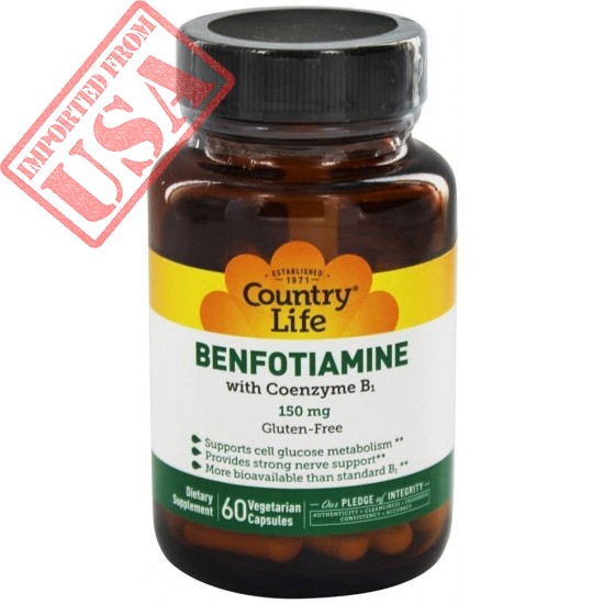 Country Life Vitamin B1 with Benfotiamine Capsules, 60 Count