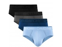 DAVID ARCHY Men's Underwear Bamboo Rayon Breathable Ultra Soft Comfort Lightweight Pouch Briefs With Fly in 4 Pack