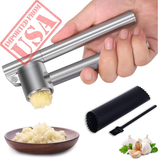 Mempedont Garlic Press Mincer - 304 Stainless Steel Garlic Crusher & Peeler Set, Detachable, Heavy-duty, Rust Proof Garlic Mincer Design for Extracts More Garlic Paste Per Clove