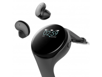 latest mini 2 in 1 waterproof earphone headphone headset tws true wireless smartwatch smart watch with earbuds 4 buyers