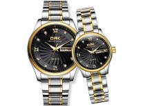 Men and Women Fashion Stainless Steel Set Watches Fashion Luxury Wristwatch Date Day Quartz Lover's Couple Watch