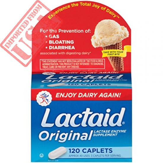 Lactaid Original Strength Lactase Enzyme Caplets, 120 Count