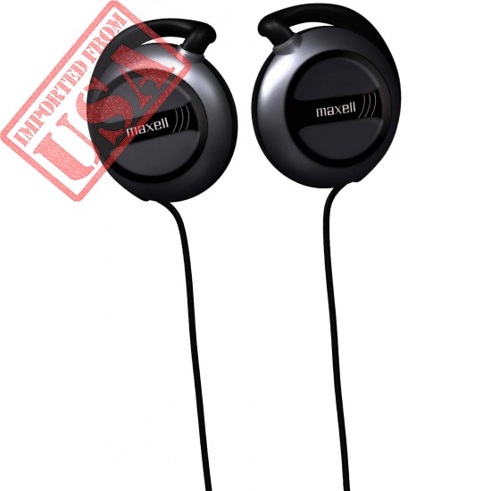 Maxell EC-150 Wired Lightweight Soft Touch Rubber Cord Stereo Line Ear Clips 30mm Drivers, Black (190561)