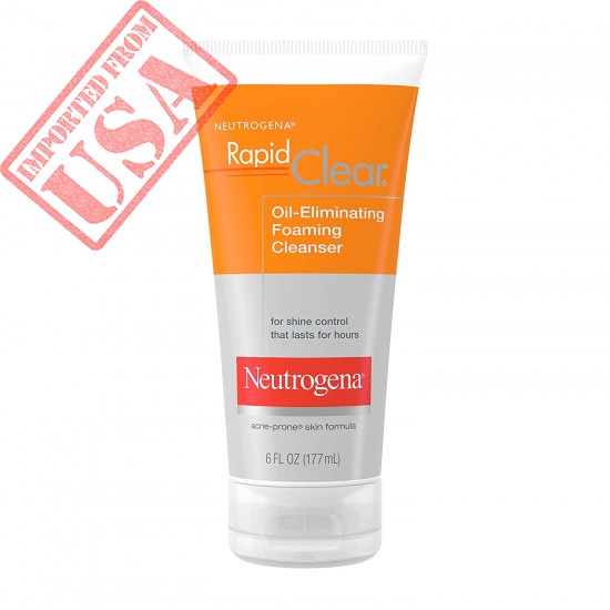 Neutrogena Rapid Clear Oil-Eliminating Foaming Facial Cleanser For Oily and Acne-Prone Skin, Removes Pore-Clogging Dirt and Controls Shine, Oil-Free and Non-Comedogenic